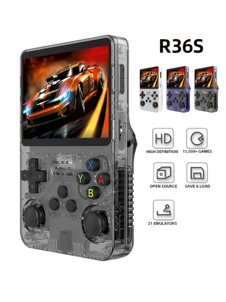 R36S Retro Handheld Video Game Console Linux System 3.5 Inch IPS Screen R35s Pro Portable Pocket Video Player 64GB Games Discounts and Cashback
