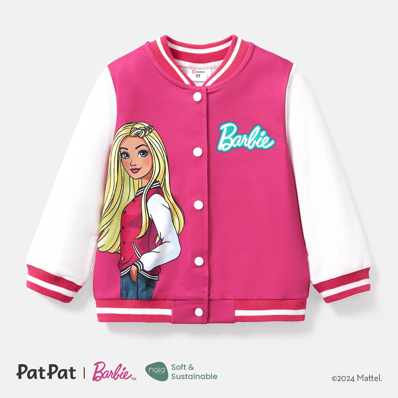 Barbie Toddler/Kids Girls Naia™ Letter Print Colorblock Lightweight Bomber Jacket share icon